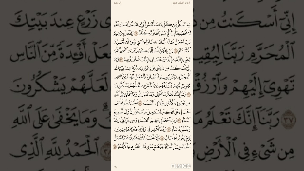 تفسير السعدي صفحة 260 سورة أبراهيم (34) الى الاية (42)