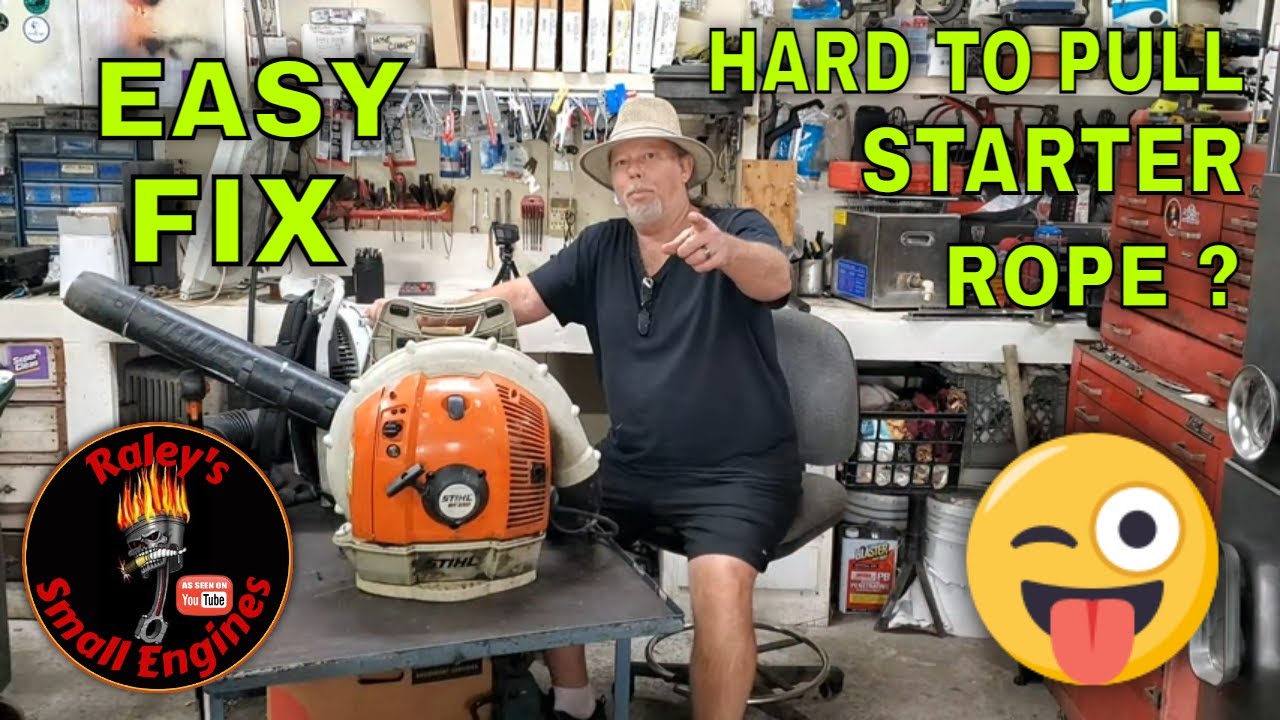 Пусковой трос ранцевого воздуходува Stihl BR550 4Mix трудно вытянуть. Регулировка клапана, сброс ...
