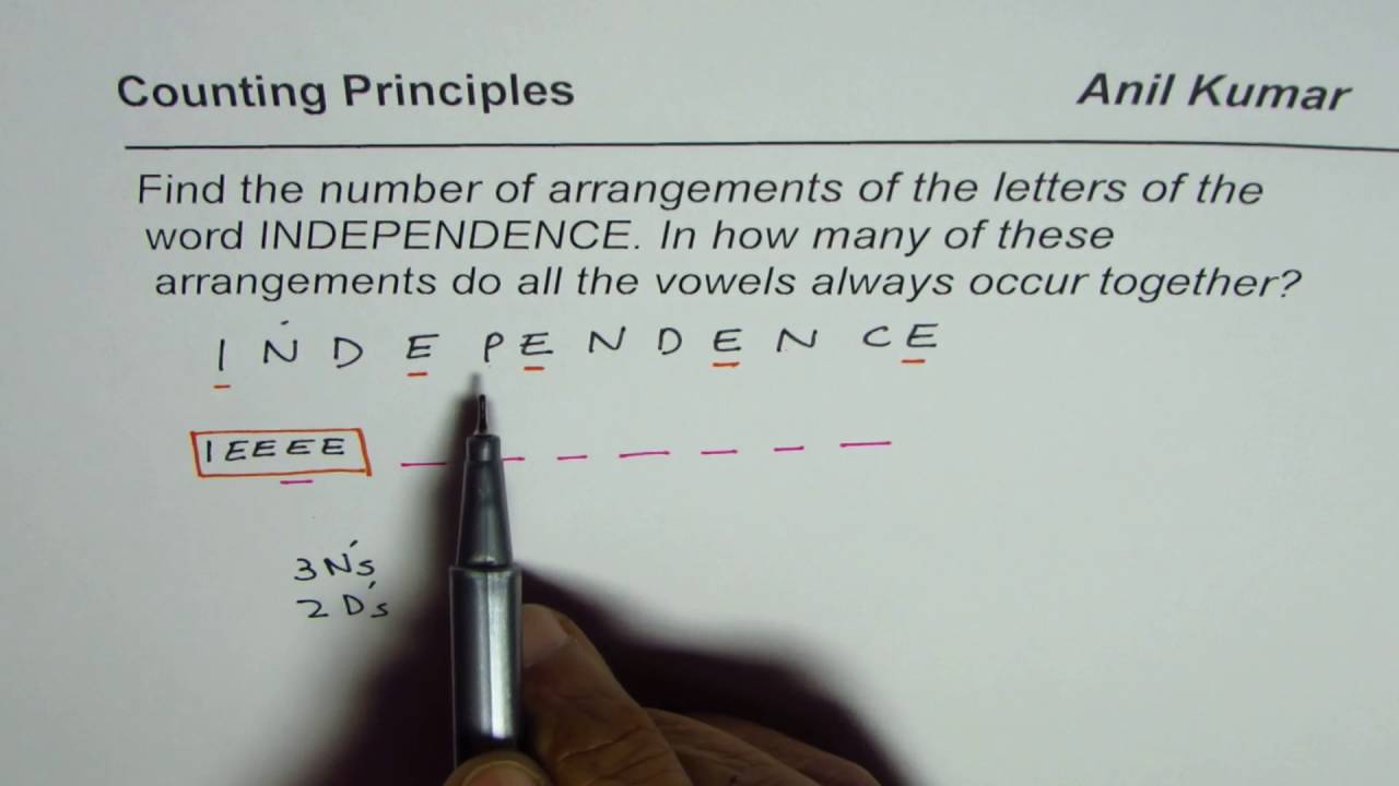 Number of Permutations in INDEPENDENCE for Vowels being together