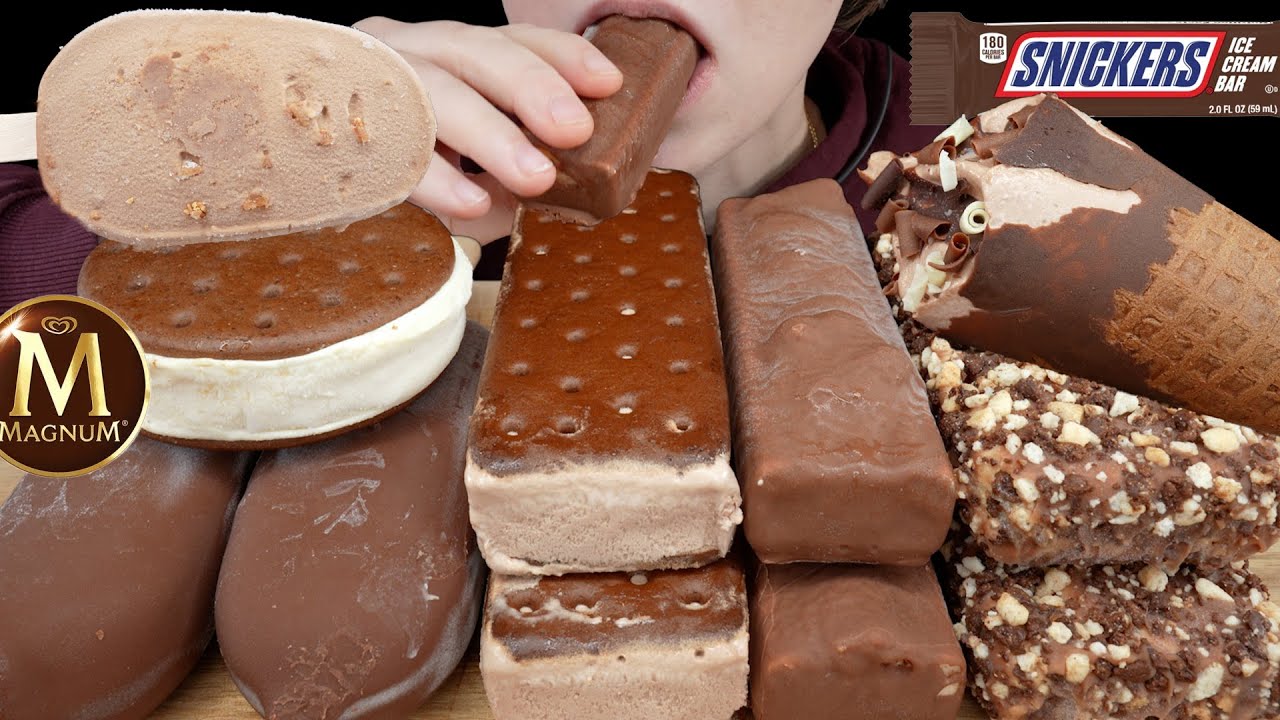 ASMR Chocolate Ice Cream *Magnum, Snickers, Soft Reese's Bar, Klondike Cone, Sandwiches Mukbang