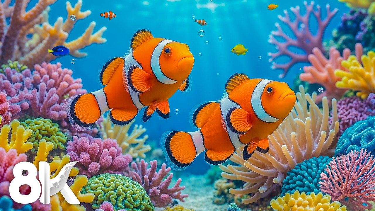 Soothing Underwater Creature in 8K UHD - Beautiful Coral Fish, Underwater Life & Sleep Ambience