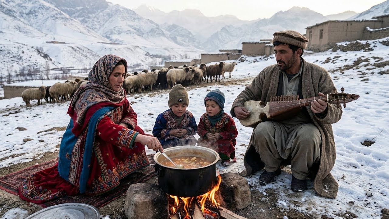 Surviving a Freezing Winter as a Shepherd in Afghanistan  Cooking Sheep Meat  Winter Extreme Surviva