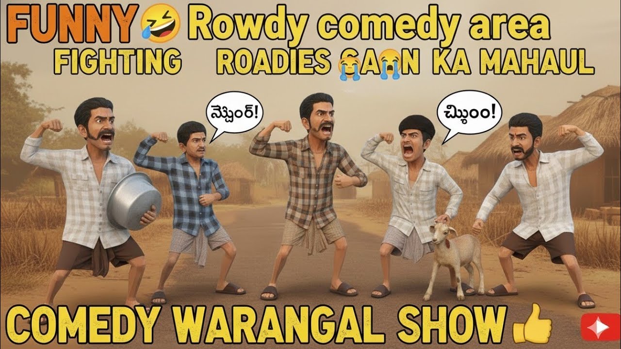FUNNY🤣 Rowdy comedy area fighting🤕 Roadies gaon 😭ka mahaul comedy Warangal comedy show👍