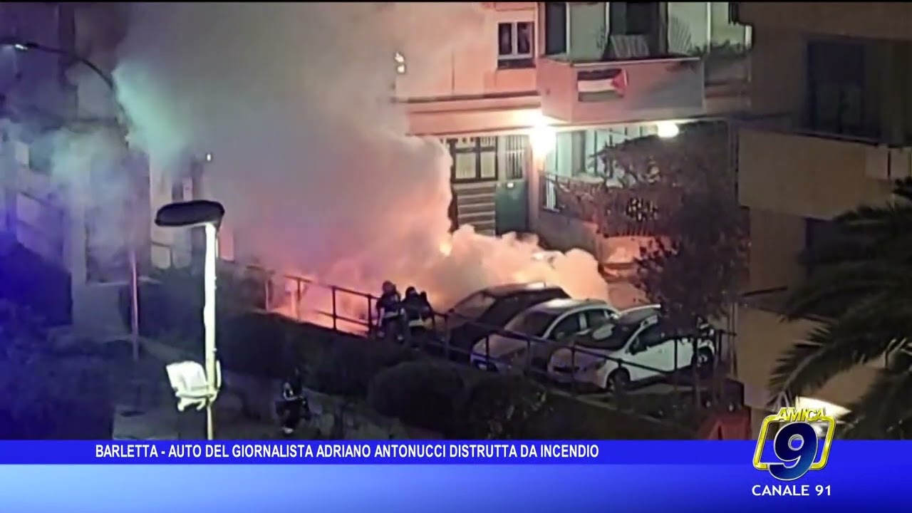Barletta - Auto del giornalista Antonucci distrutta da un incendio