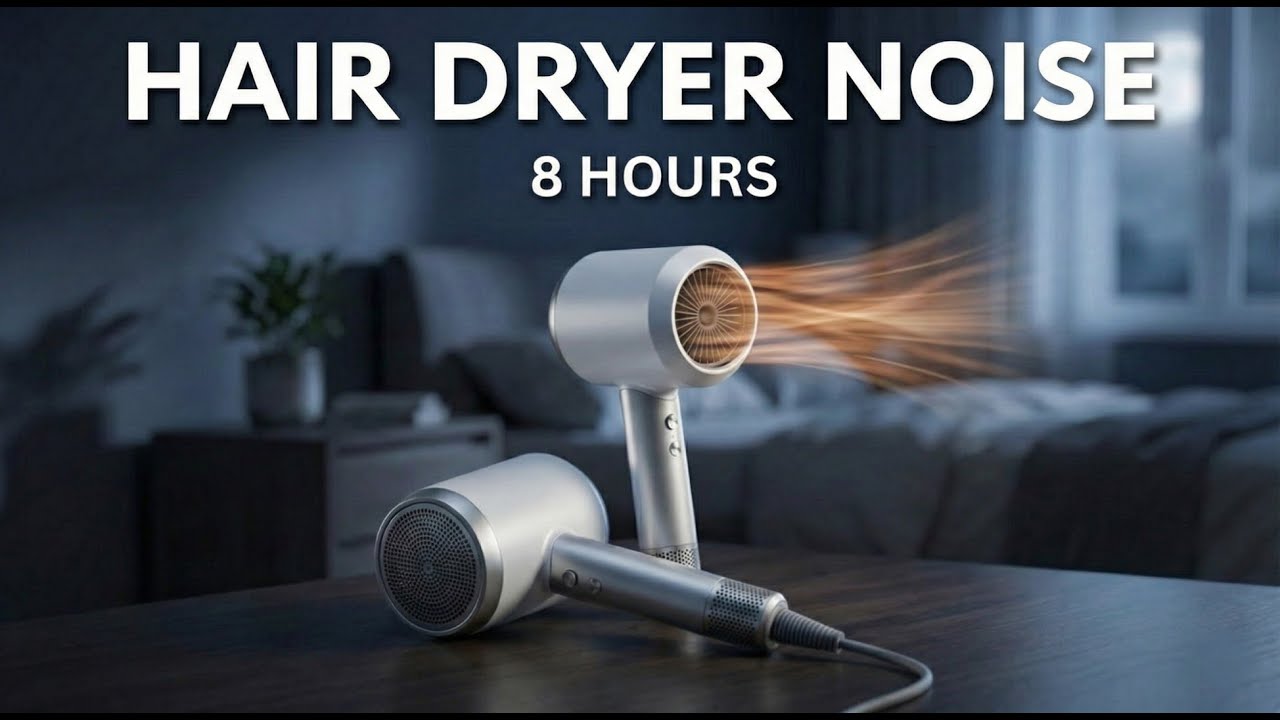Hair Dryer White Noise for Baby Sleep & Night Rest | 8 Hours