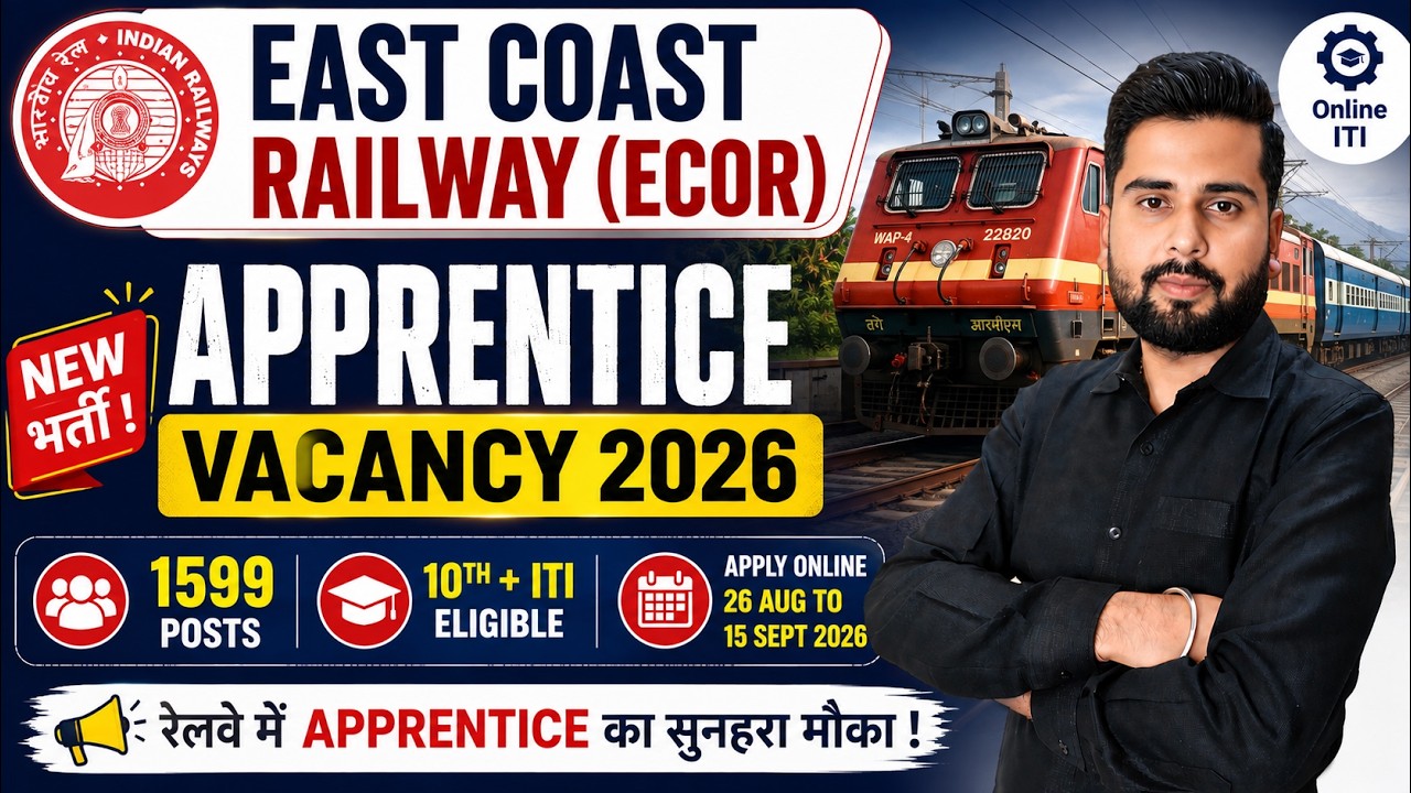ECoR Railway Apprentice Recruitment 2026 | East Coast Railway Apprentice Vacancy | ITI 1599 Posts