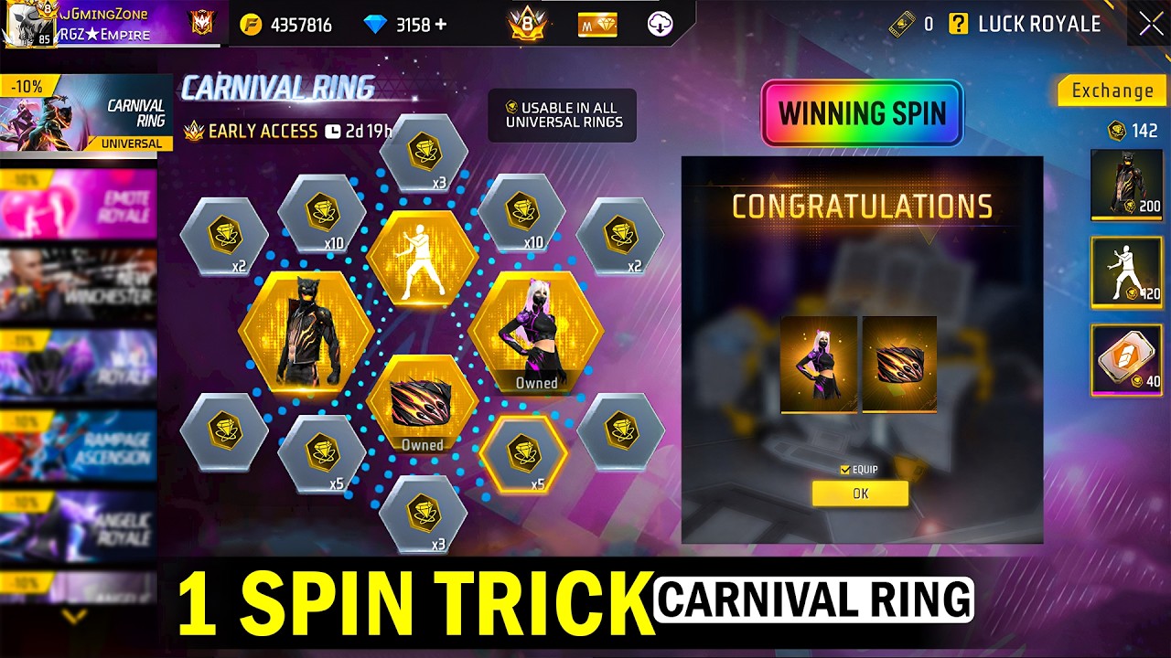 New Carnival Ring 1 Spin Trick 🤩| Beat Beast Bundle Ring Event | Free Fire New Event 2026
