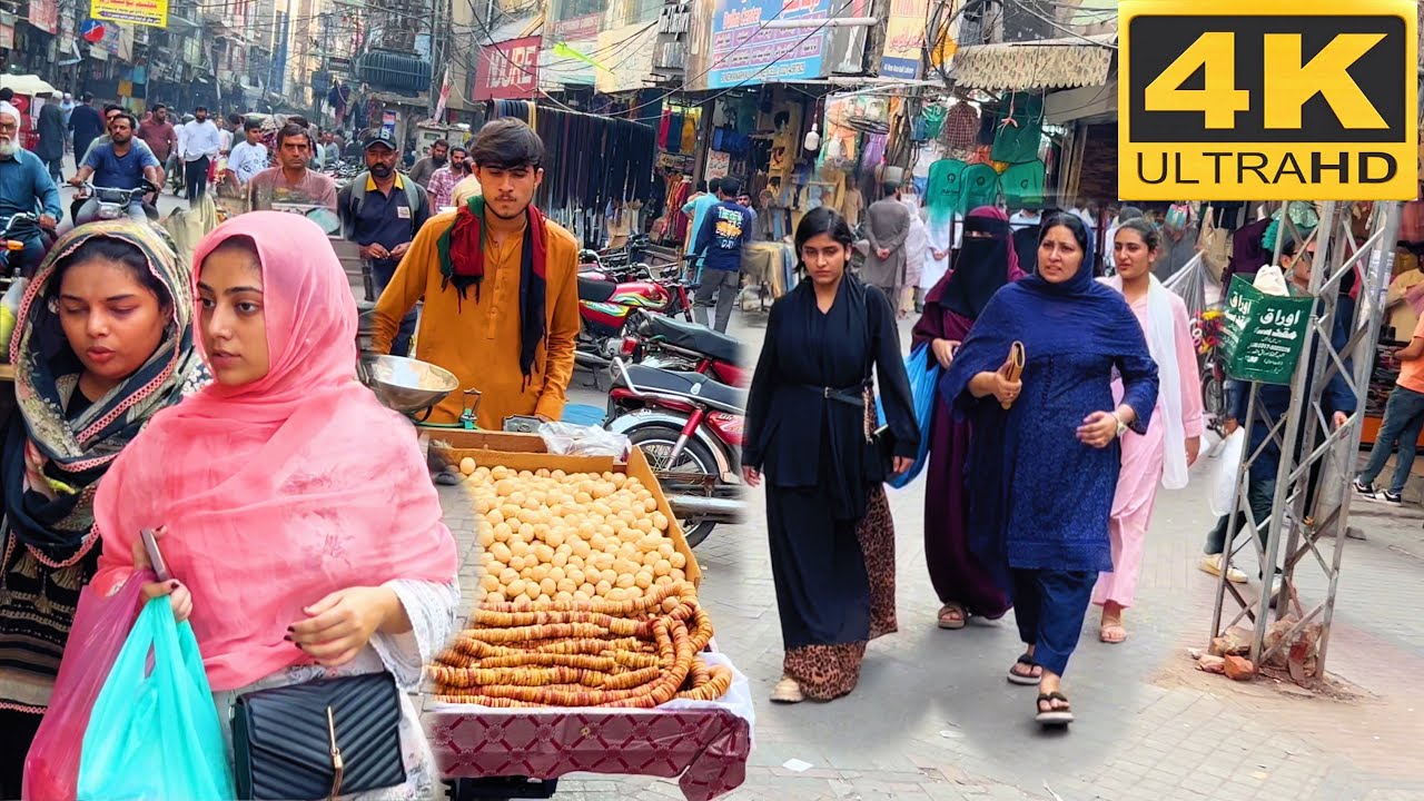 Dhani Ram Road Anarkali Lahore, Pakistan 4k-Walking Tour & Captions || The Ultimate Walk Full HDR