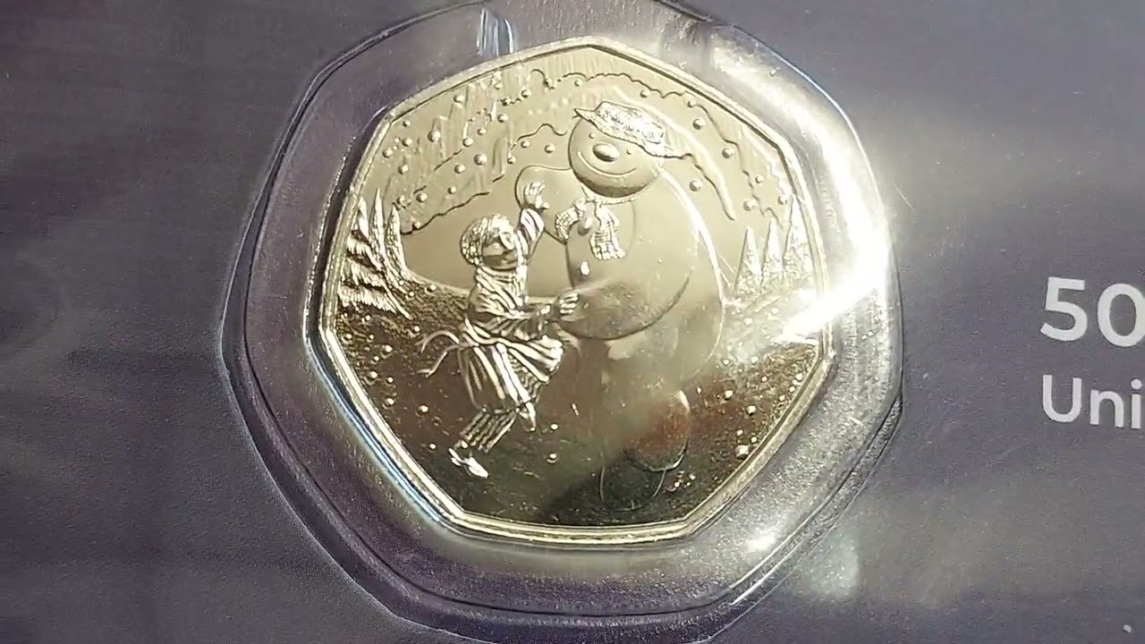 UK 2023 SNOWMAN 50 pence coin REVIEW