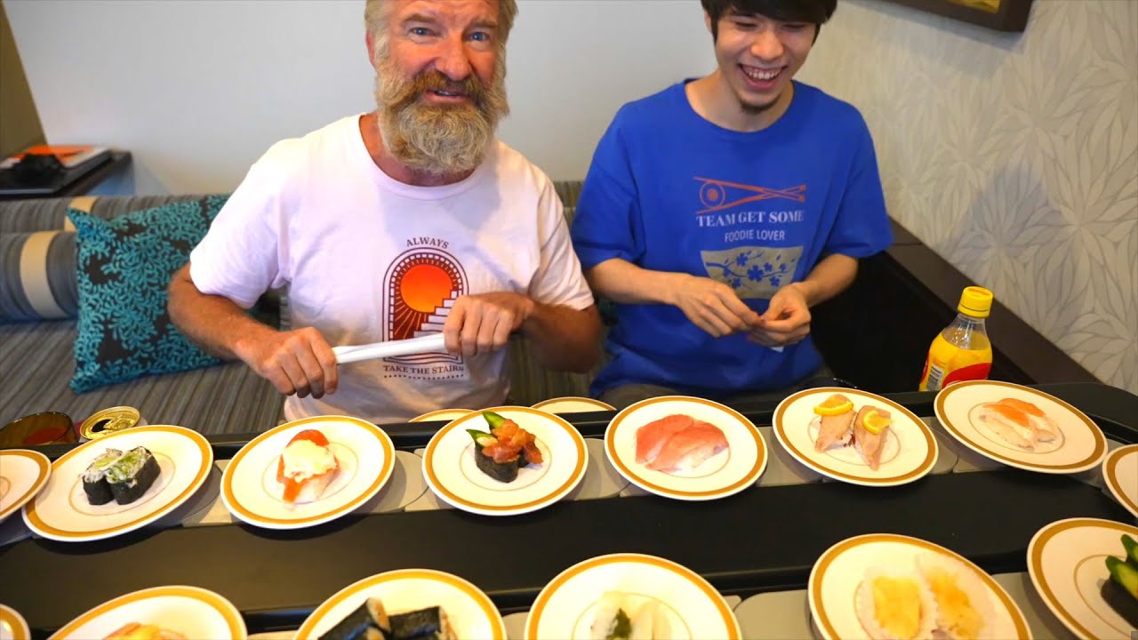 Home Conveyer Belt SUSHI MACHINE Party Rental Fun (Part 1 of 2) - Eric Meal Time #577