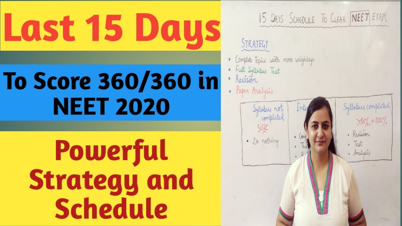 NEET 2020 EXAM Last 15 Days Strategy and Schedule