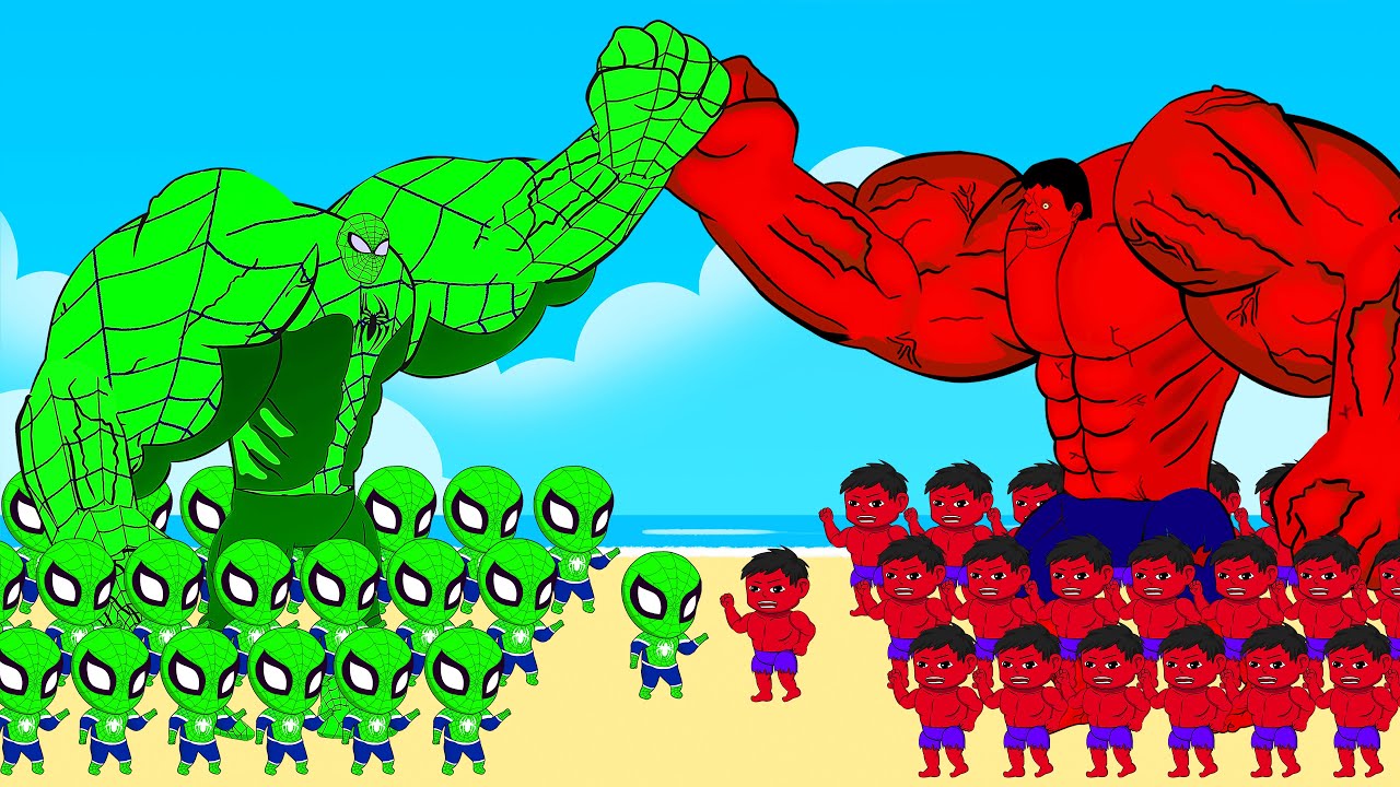 Evolution Of Green Spider Man Vs Evolution Of Red HULK : Who Will Win? SUPER HEROES MOVIE ANIMATION
