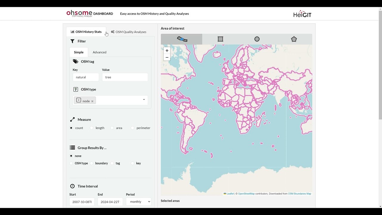 New Features of the ohsome Dashboard - Road and Building Area Comparison Indicators