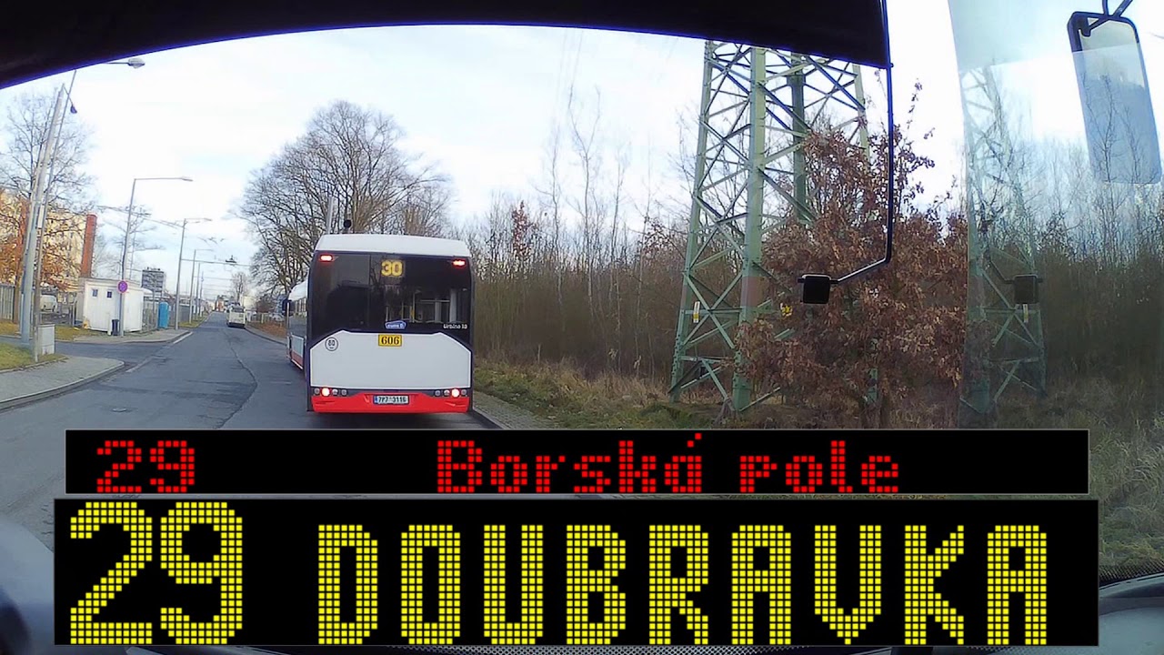 Linka 29 Doubravka - Borská Pole (a zpět, timelapse) | pohled z kabiny