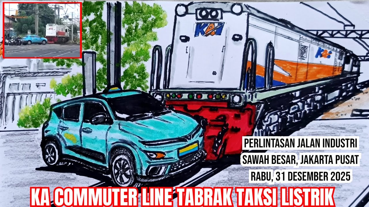 KA COMMUTER LINE HANTAM TAKSI LISTRIK DI JAKPUS 31 DES 2025#keretaapi #tragedi #railfan #railway 