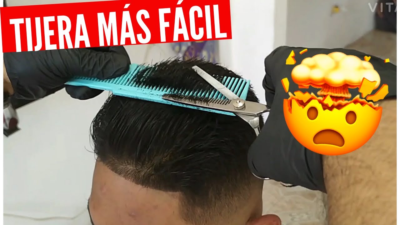 🟢Cortar  con TIJERA parte de ARRIBA 2023✂️✂️PEINADO HACIA ATRÁS/tijera sobre peine #deivysbarber
