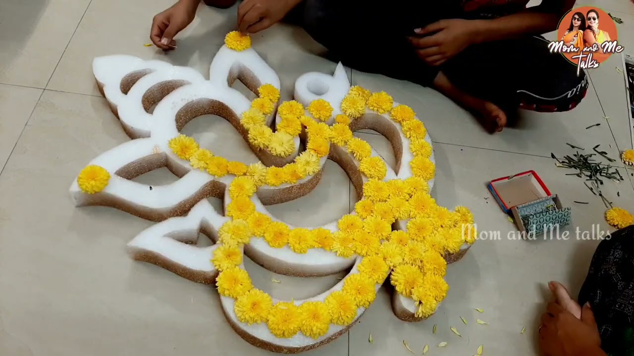 Flower Ganesha Backdrop|Easy Background Decoration Ideas|Varalakshmi Vratham Decorations