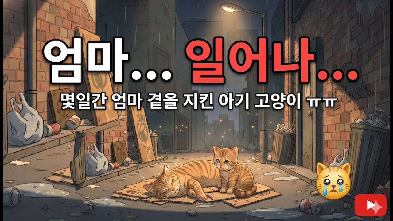 엄마곁을 지킨 아기고양이