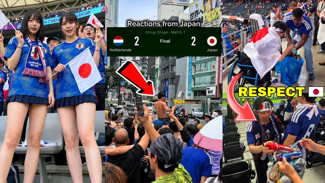 🫡🇯🇵 Crazy reactions and touching moments of Japanese fans after holding Netherlands to a 2-2 draw