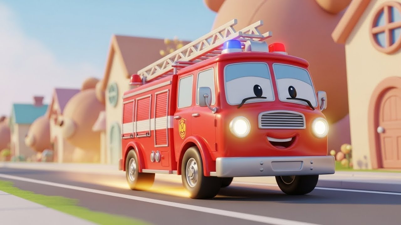 Весёлая пожарная машина спасает городок 🚒🔥😊 | мультфильм для детей и весёлые приключения