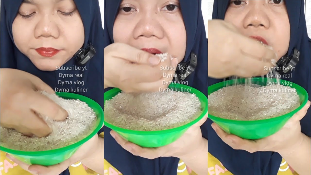 DYMA KULINER 💕ASMR RAW RICE EATING 💕Makan Beras Mentah💕 #shorts #mukbang @dymaaaaa @Dymakuliner