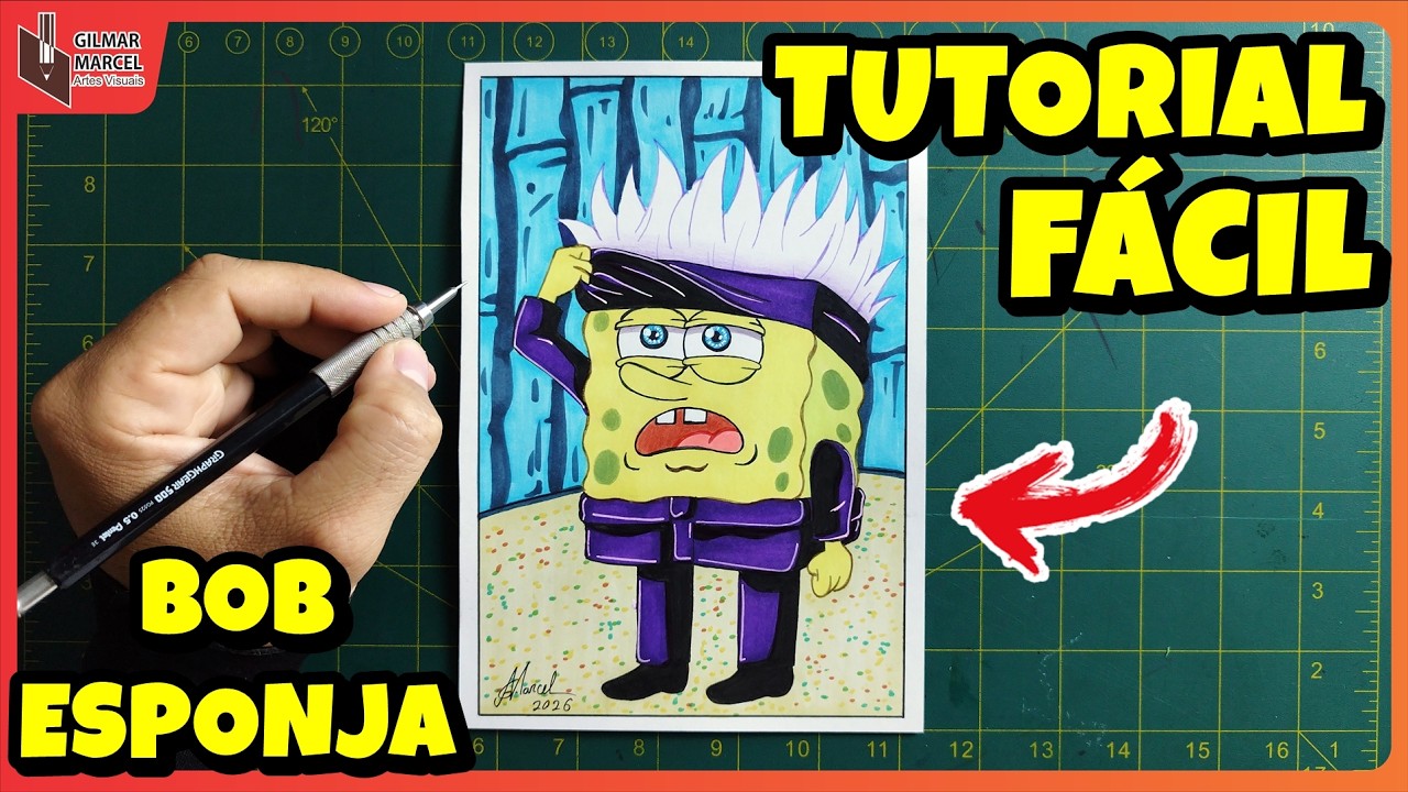 COMO DESENHAR O BOB ESPONJA COSPLAY SATORU GOJO PASSO A PASSO FÁCIL