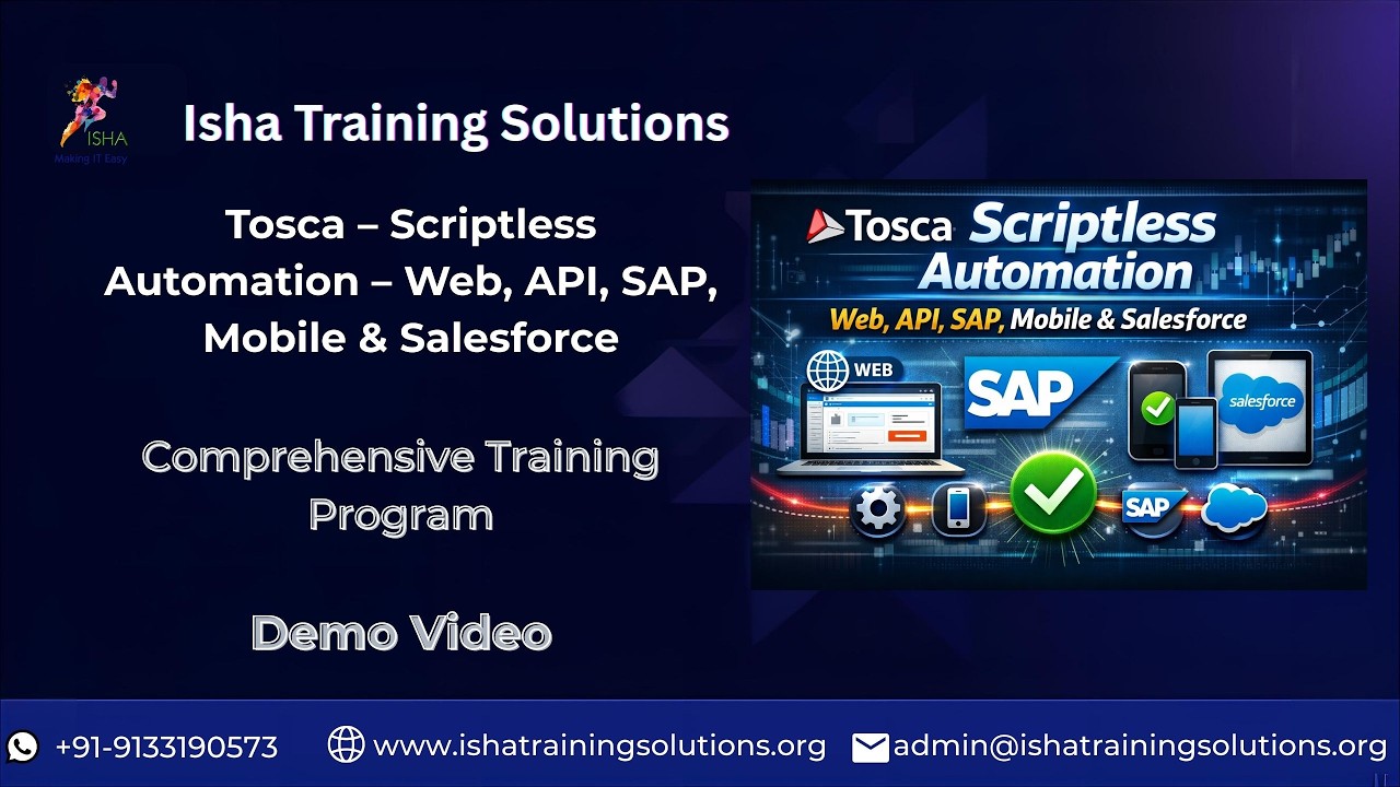 Tosca – Scriptless Automation  Demo video on 24th  Feb 2026. +91- 9133190573 to enroll.
