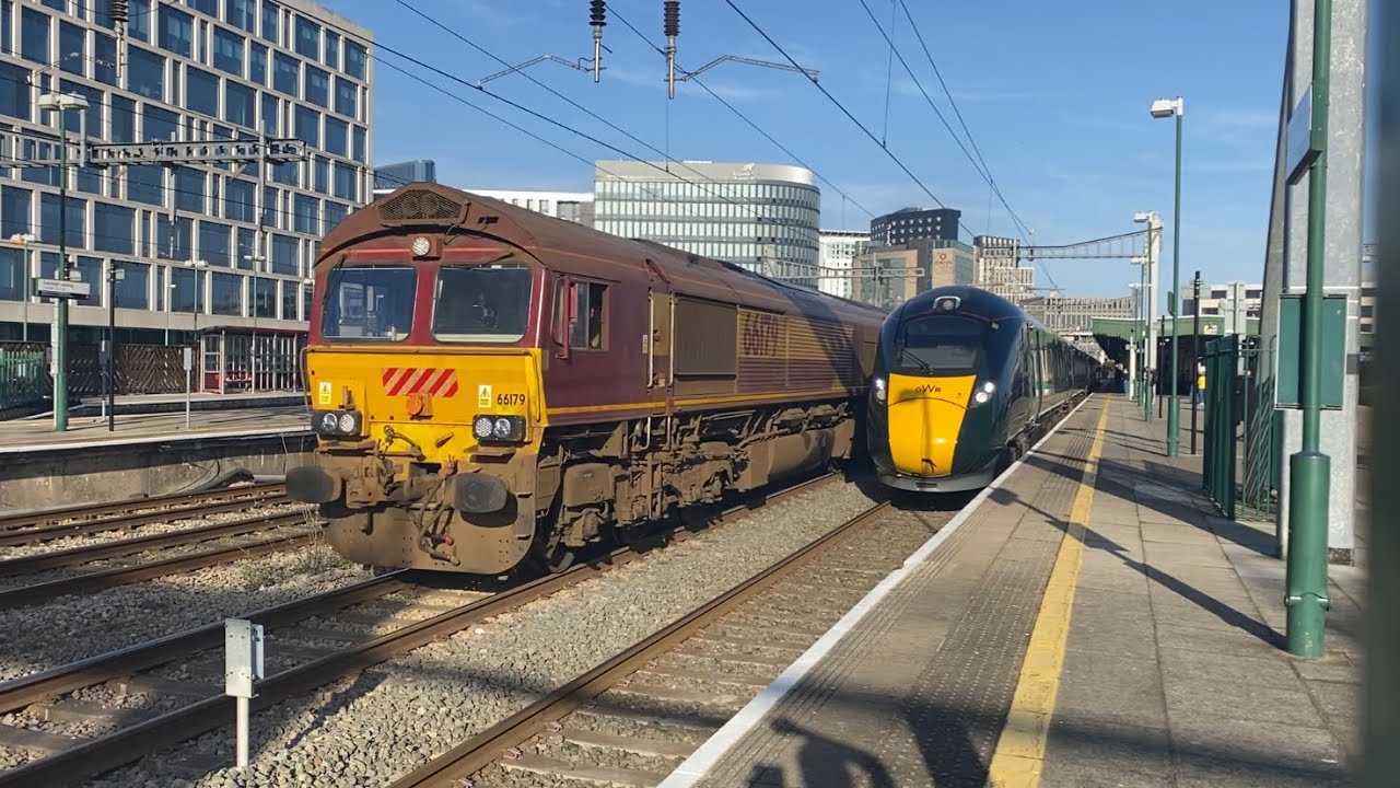 Trains at Cardiff central 31/03/2025 including double header with 66179 and Maritime 66051