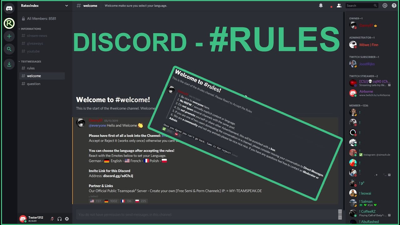 Discord Server REGELN - Update 2020