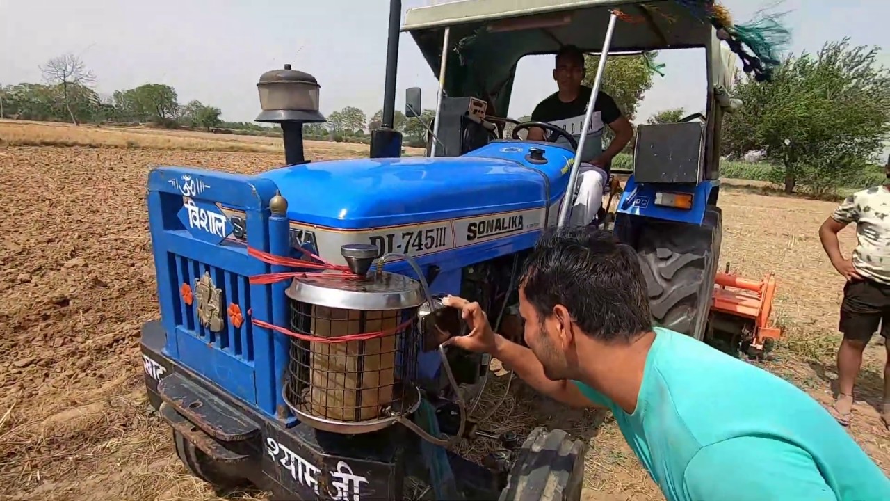 आज तो सोनालिका ने डिजल लेने मे कमाल कर दीया Sonalika DI-745 III tractor average test in rotavator