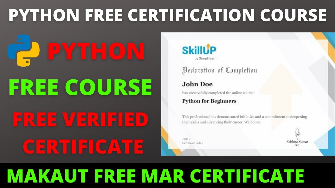 Python Free Course with Free Certificate | Python Free Certificate | Makaut Mar Certificate