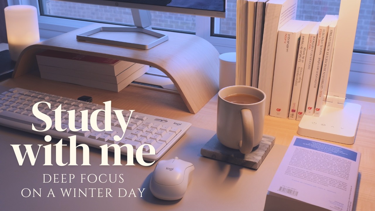 5-HOUR STUDY WITH ME ☁️ Deep Focus on a Winter Day | ✍️ Background Noise | No Music | Pomodoro 60/15