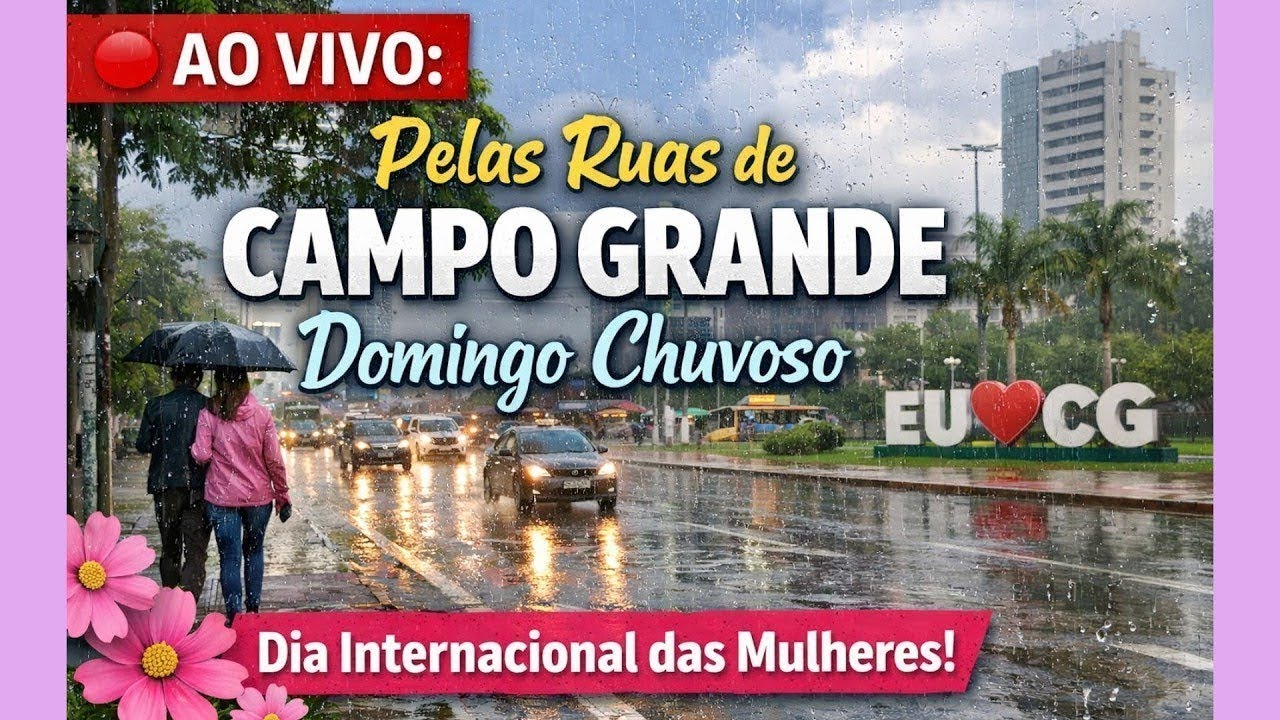 🔴 AO VIVO: Pelas Ruas de Campo Grande Domingo Chuvoso – Dia Internacional das Mulheres