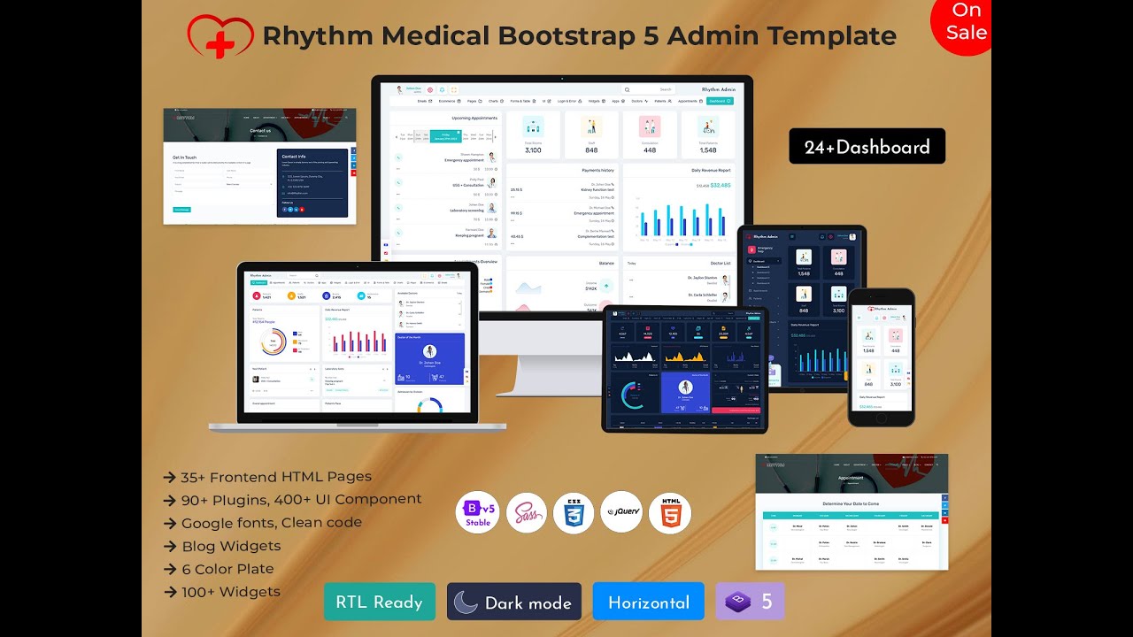 Doctor Dashboard Template with Advanced UI Features for Seamless Healthcare Data Management
