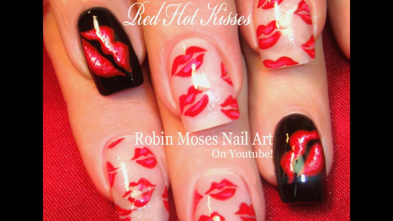Red Hot Lips Nail Art Design | Sexy French Kiss Nails Tutorial