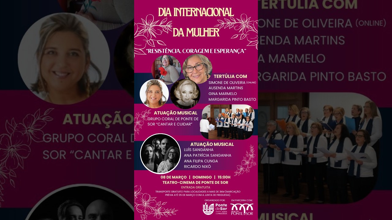 Dia Internacional da Mulher em Ponte de Sor | Tertúlia, Música e Inspiração no Teatro-Cinema
