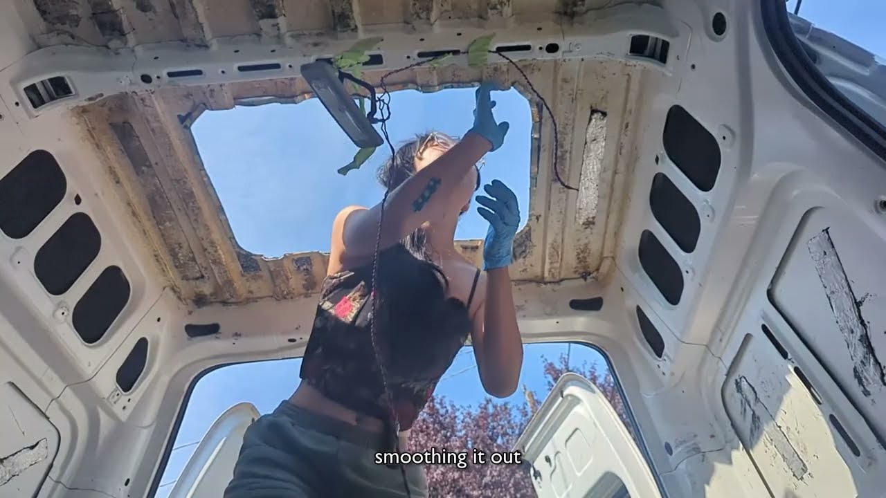 Building a micro camper van with no experience #3: installing a sunroof from the 70's