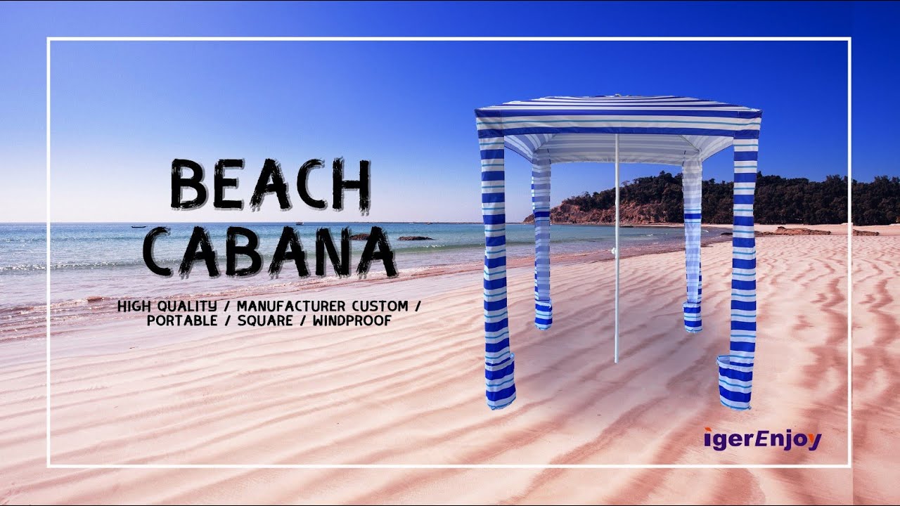 Square Windproof  Beach Shade Umbrella Cabana Tents set up & review