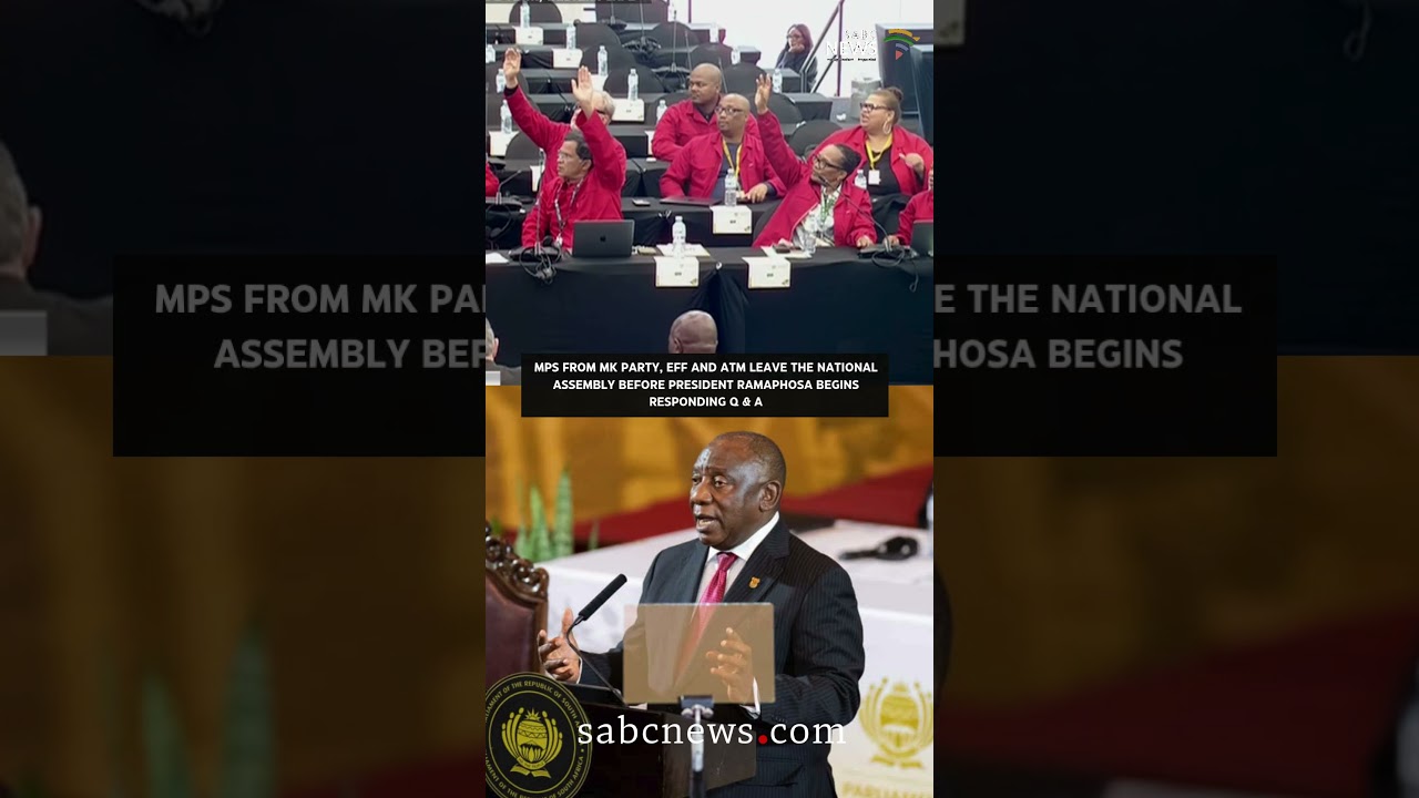 MPs leave the National Assembly before Pres. Ramaphosa begins Q&A #SABCNews #parliament #ramaphosa