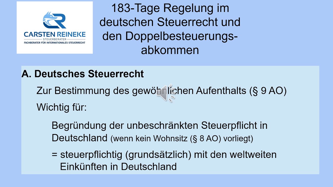183 Tage Regelung im deutschen Steuerrecht und DBAs (Teil 1)