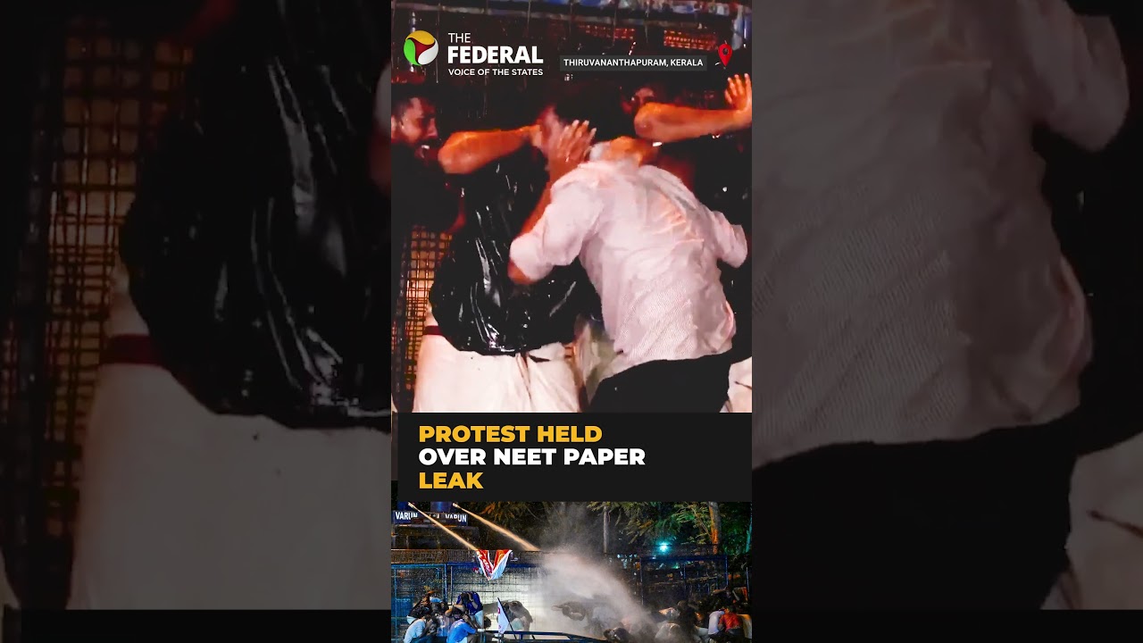 Kerala Police use water cannons on SFI protesters demanding Pradhan's resignation | #shorts