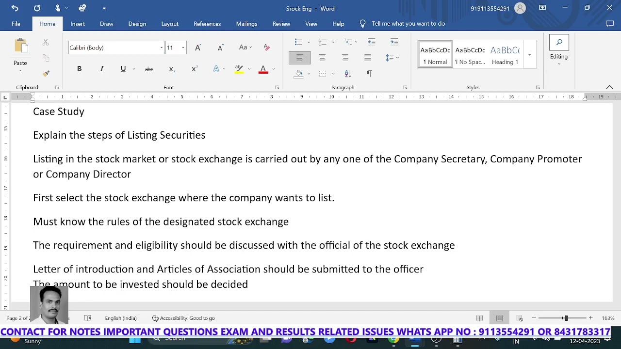 Listing Of Security Case study English