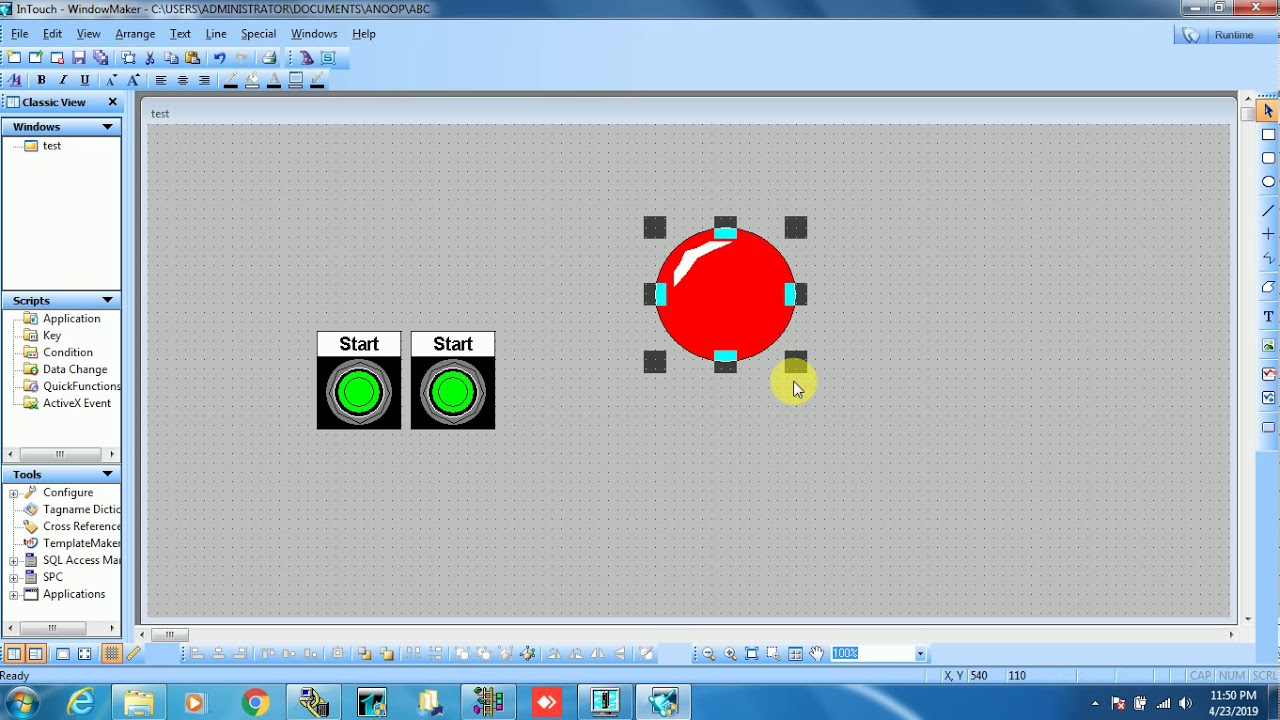 Exercise 1- Push button interface with Intouch (Wonderware)
