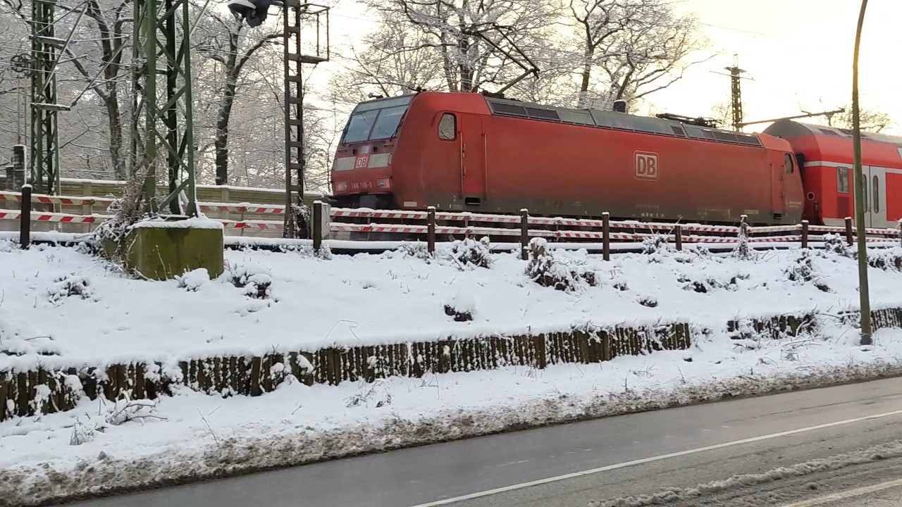 Winter an der Baustelle der S-Bahn S4 in Hamburg-Wandsbek
