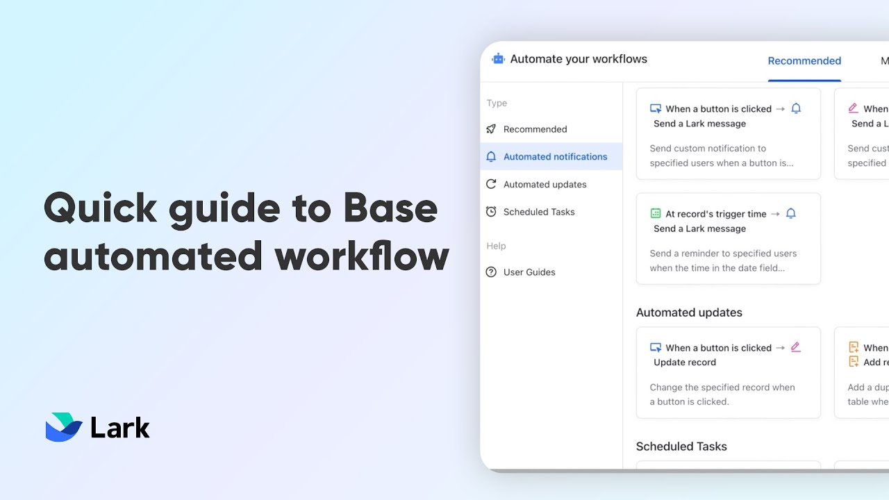 Lark 101 | Quick guide to Base automated workflows | Automate Tasks in Lark
