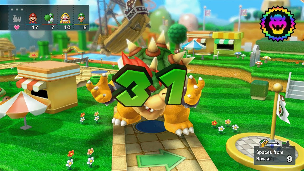 Mario Party 10 - Mario vs Yoshi vs Wario vs Luigi vs Bowser - Mushroom Park