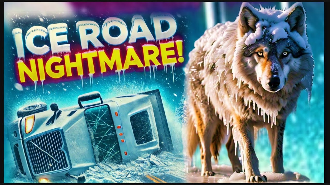 Ice Road Nightmare: Trapped in Arctic Cold with Predators Dominating the Frozen Terrain.