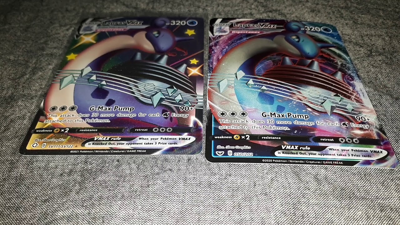 Comparing Shiny Lapras VMax and Lapras VMax Pok&eacute;mon cards