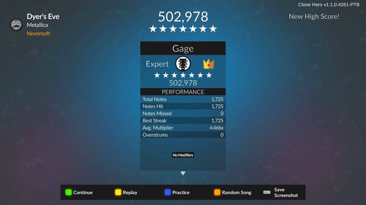 [GHM] Metallica - Dyer's Eve 100% FC (Guitar)