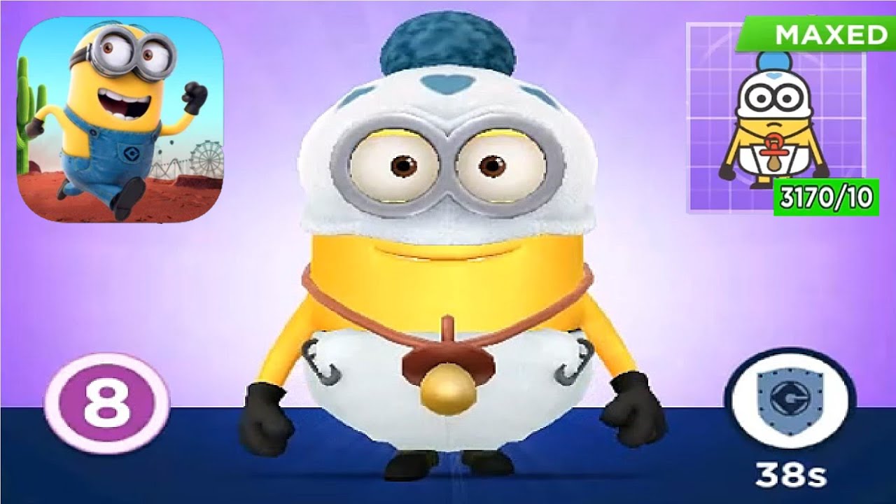 Minion rush Baby minon RARE costume upgrade 1 to MAXED gameplay walkthrough android ios